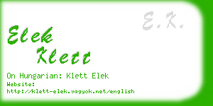 elek klett business card